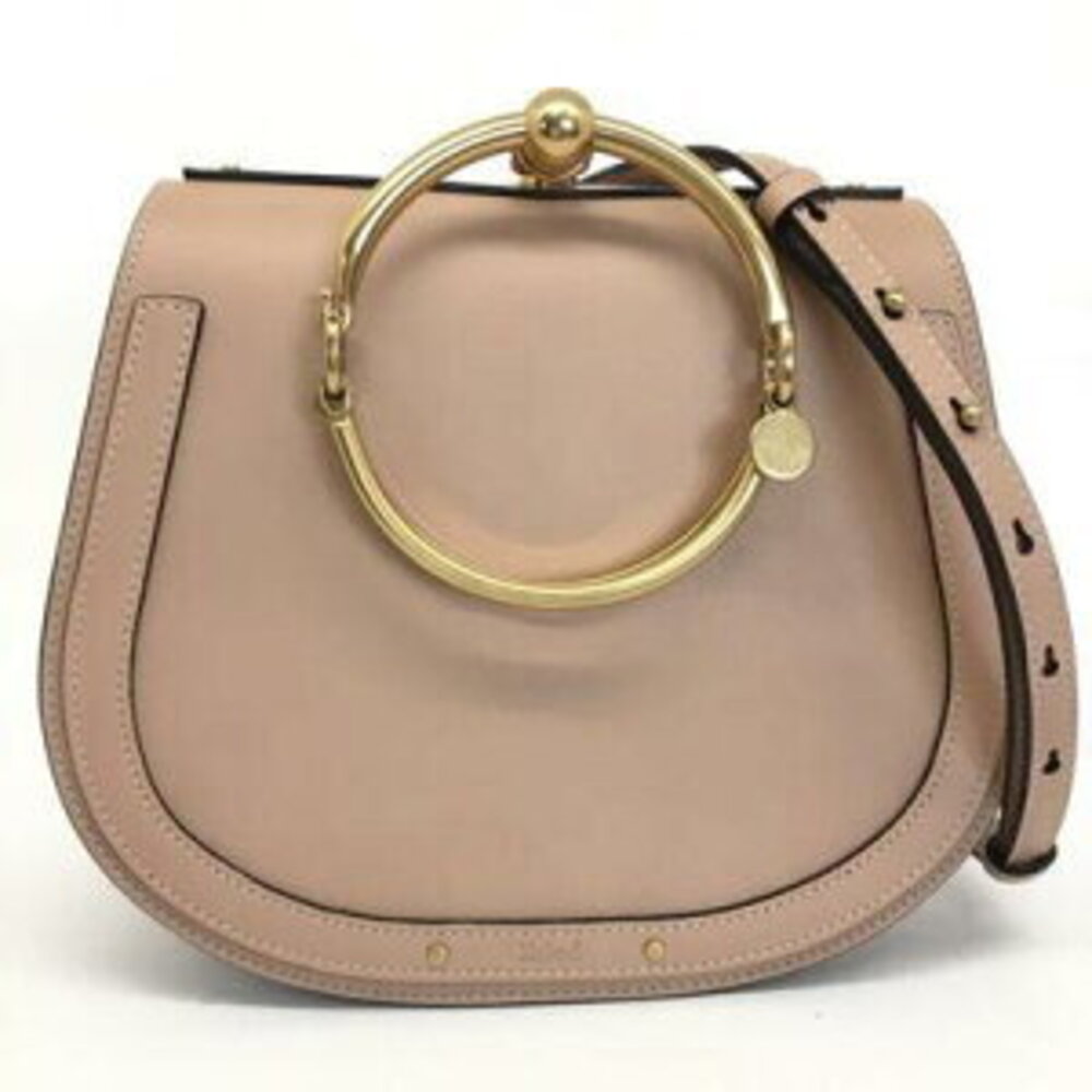 Chloe Nile Bracelet Bag Leather Suede Pink Beige Shoulder Handbag